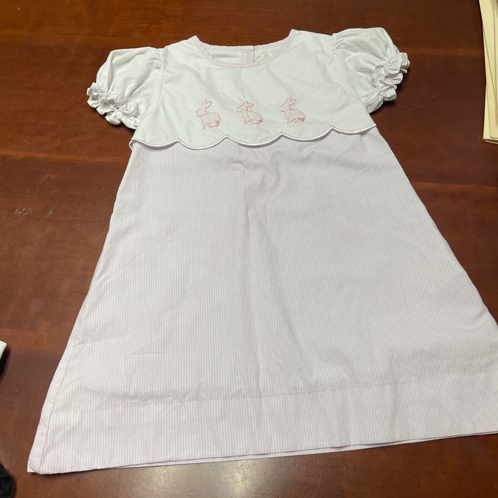 Cecil & Lou pink Seersucker Applique Bunny Dress - size 6